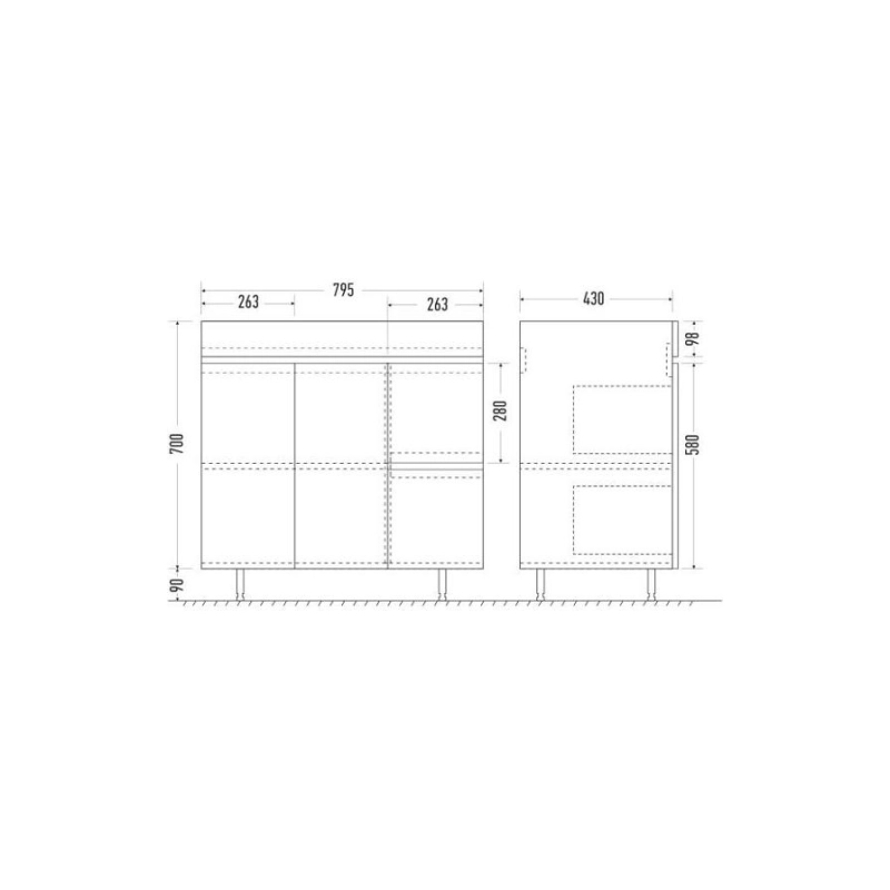 Тумба Next 80 80х70х44 см, напольная, с раковиной Premier 80, белый, УТ000021372