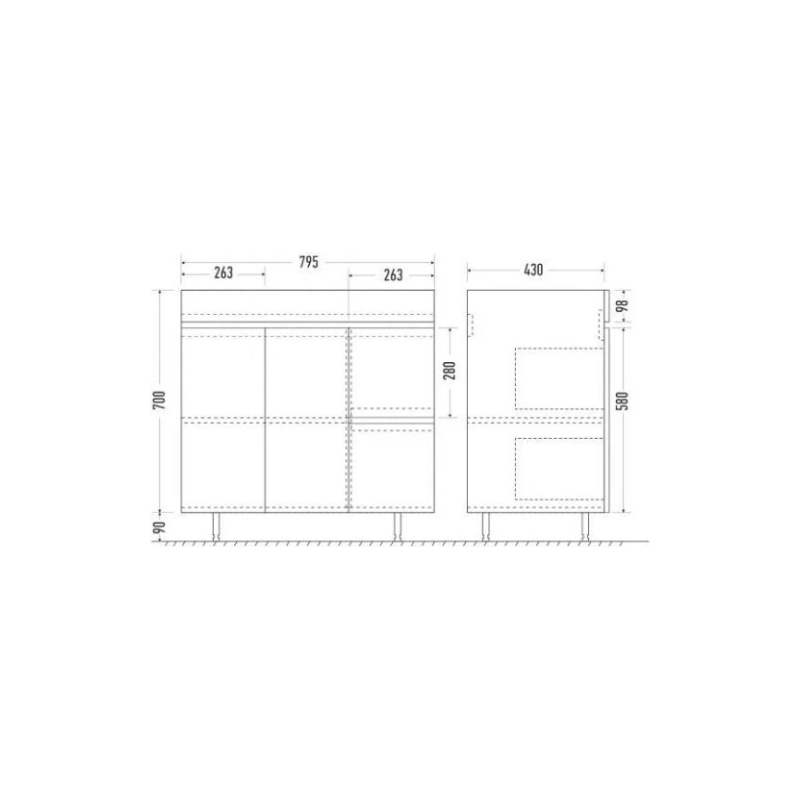 Тумба Next 80 80х70х44 см, напольная, с раковиной More 80, белый, УТ000086063
