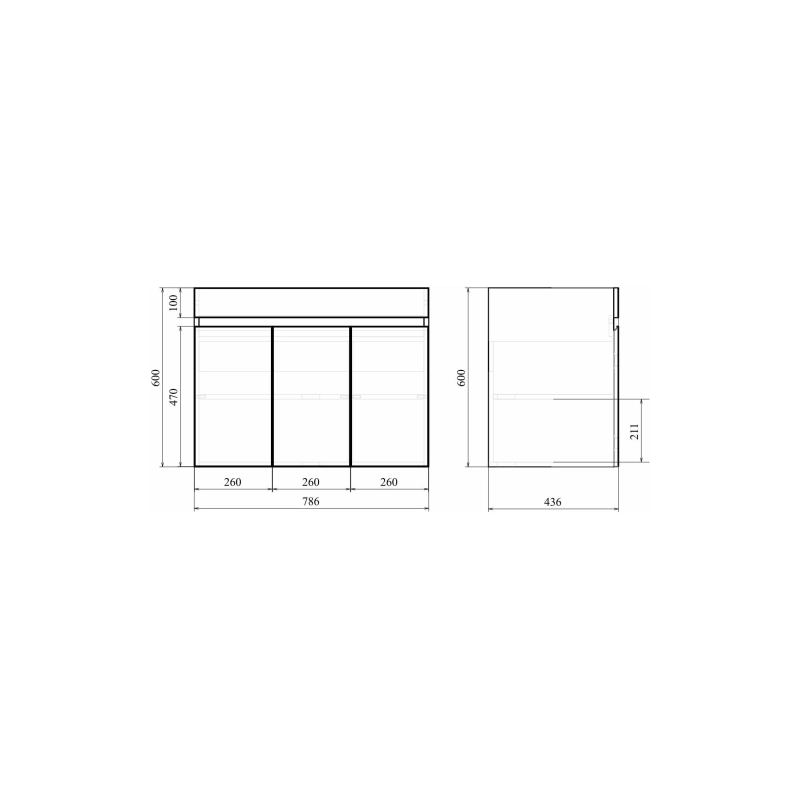 Тумба Next 80 80х60х44 см, подвесная, с раковиной More 80, белый, УТ000086064