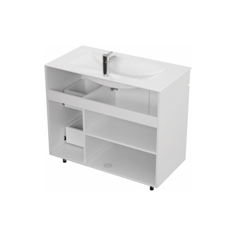 Тумба Next 90 90х70х44 см, напольная, с раковиной Квадро 90, белый, УТ000082468