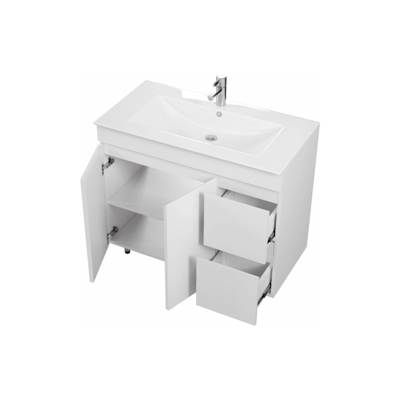 Тумба Next 90 90х70х44 см, напольная, с раковиной Квадро 90, белый, УТ000082468