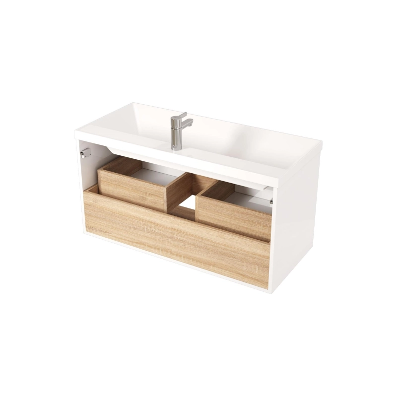 Тумба Scandy 100 100х49х45 см, подвесная, с раковиной Style 100, белый, УТ000080061