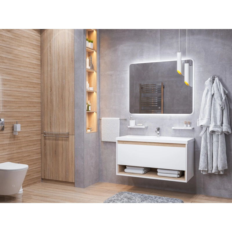 Тумба Scandy 100 100х49х45 см, подвесная, с раковиной Style 100, белый, УТ000080061