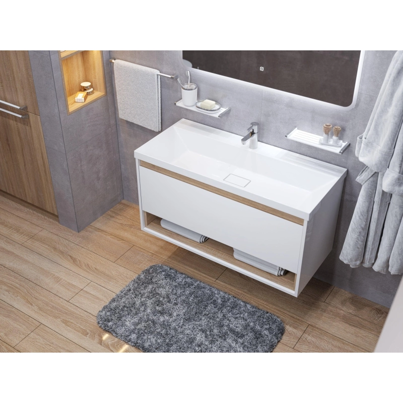 Тумба Scandy 100 100х49х45 см, подвесная, с раковиной Style 100, белый, УТ000080061