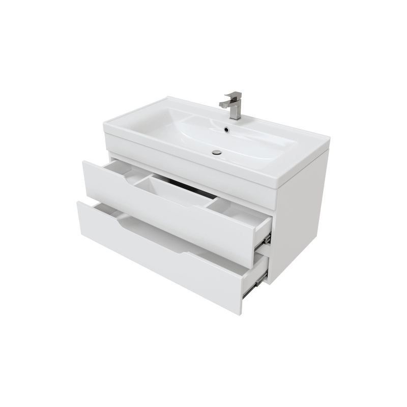 Тумба Soho Quadro 100 100х50х52 см, подвесная, с раковиной DEEP 100, белый, УТ000043819