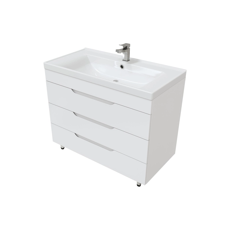 Тумба Soho Quadro 100 100х70х52 см, напольная, с раковиной DEEP 100, белый, УТ000043903