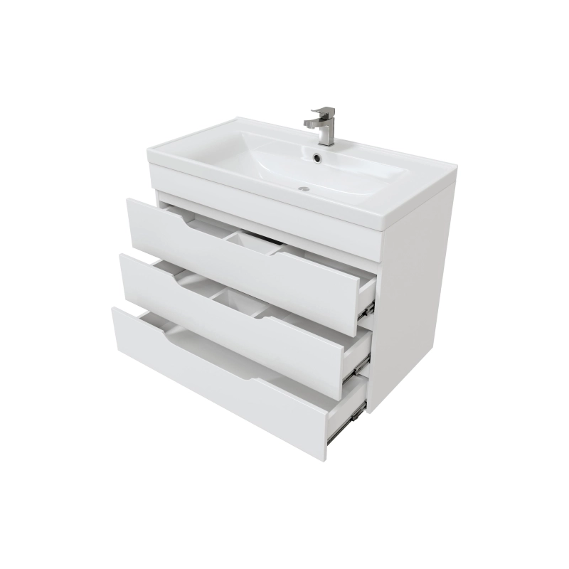 Тумба Soho Quadro 100 100х70х52 см, напольная, с раковиной DEEP 100, белый, УТ000043903