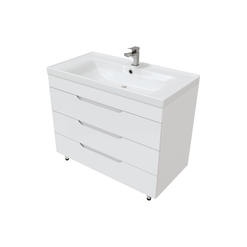 Тумба Soho Quadro 100/2 100х70х52 см, напольная, с раковиной DEEP 100, белый, УТ000080650