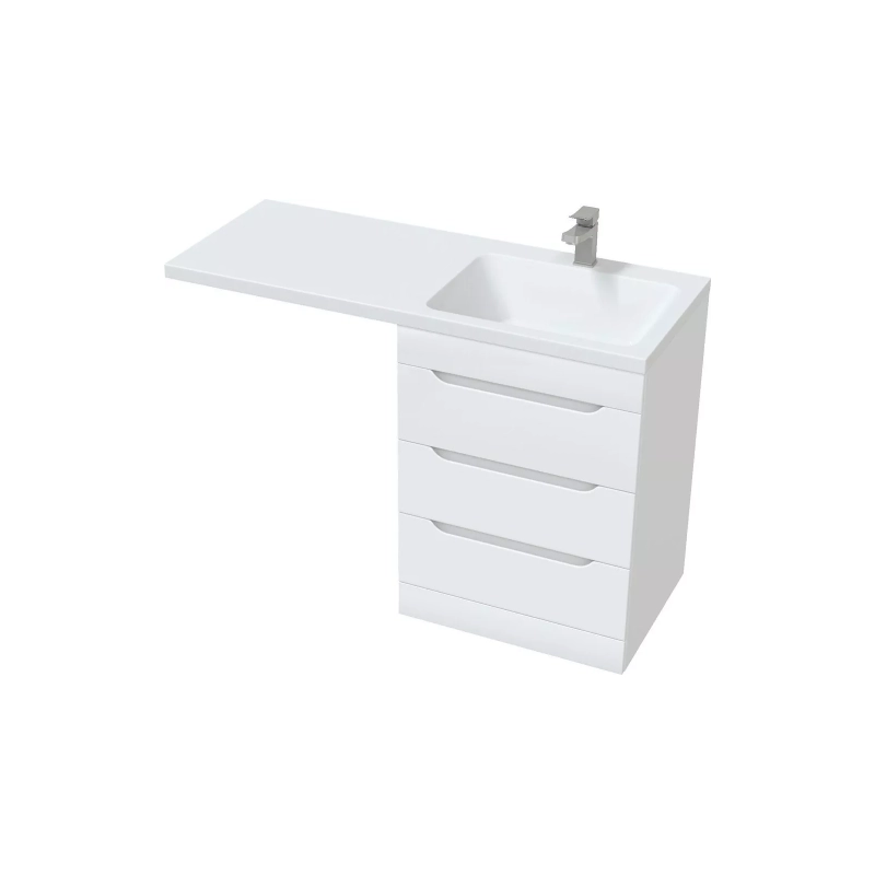 Тумба SOHO Quadro 120 под с/машинку 120х86х50 см с раковиной Fly2 120 левая, белая, УТ000077618