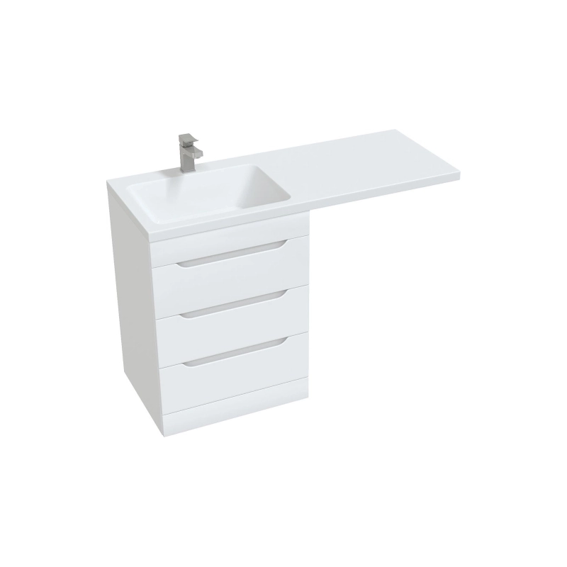 Тумба SOHO Quadro 120 под с/машинку 120х86х50 см с раковиной Fly2 120 правая, белая, УТ000077619