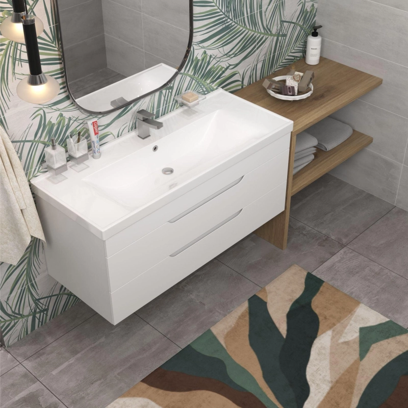 Тумба Soho Quadro 120 100х50х50 см, подвесная, с раковиной DEEP 120, белый, УТ000086075