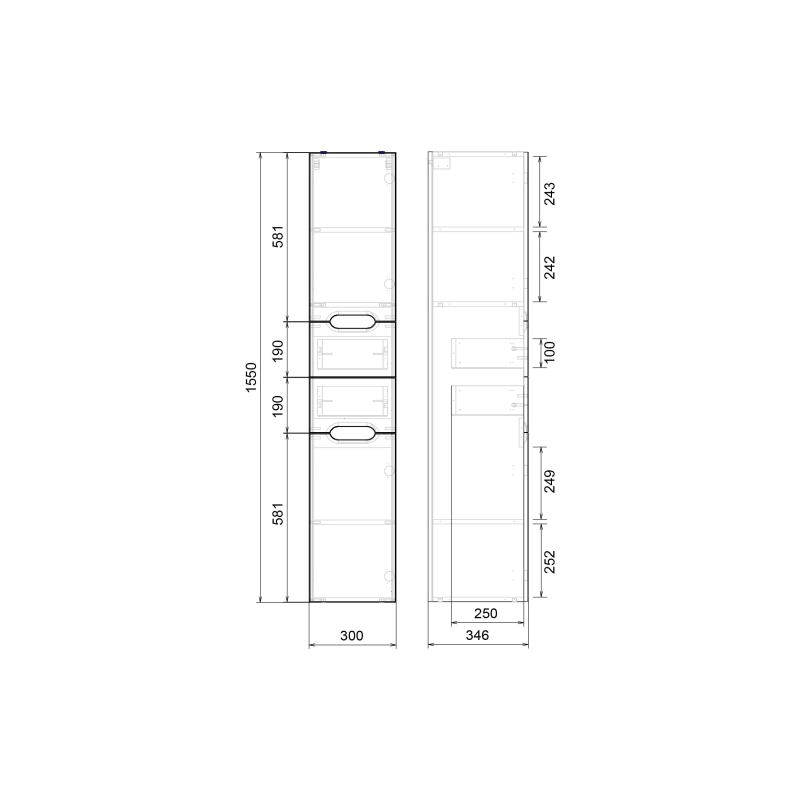 Пенал Soho 30 30х155х35 см, подвесной, универсальный, белый, УТ000074111
