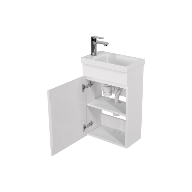 Тумба Soho Quadro 40 40х60х22 см, подвесная, с раковиной Miranda 40, белый, УТ000103291