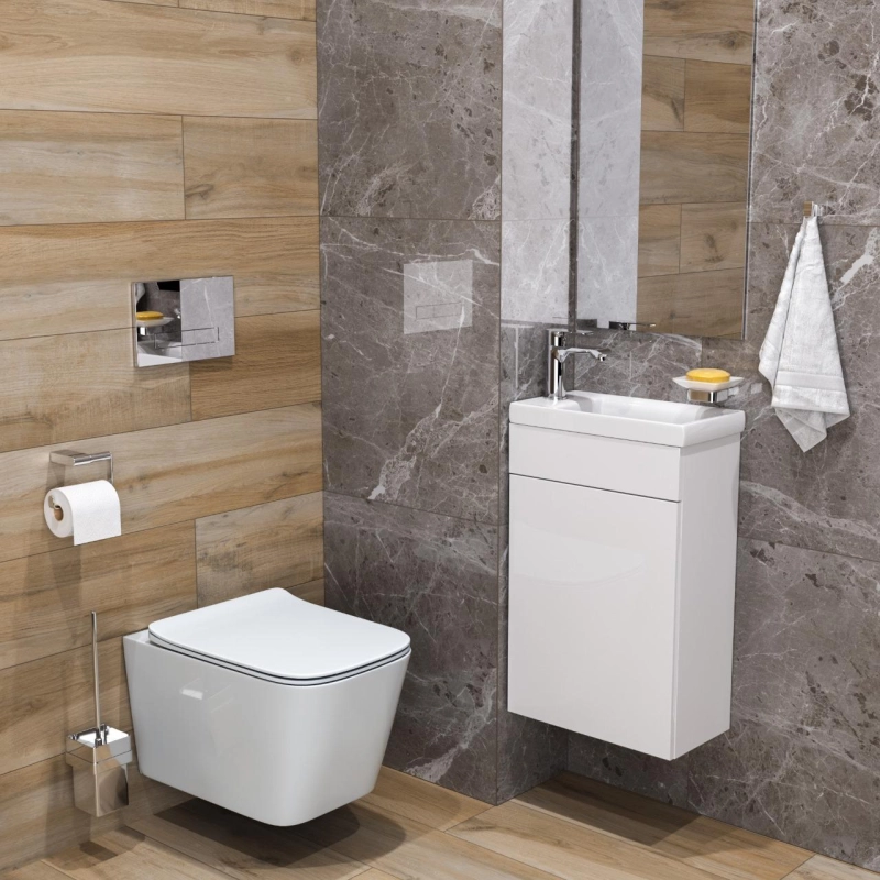 Тумба Soho Quadro 40 40х60х22 см, подвесная, с раковиной Miranda 40, белый, УТ000103291