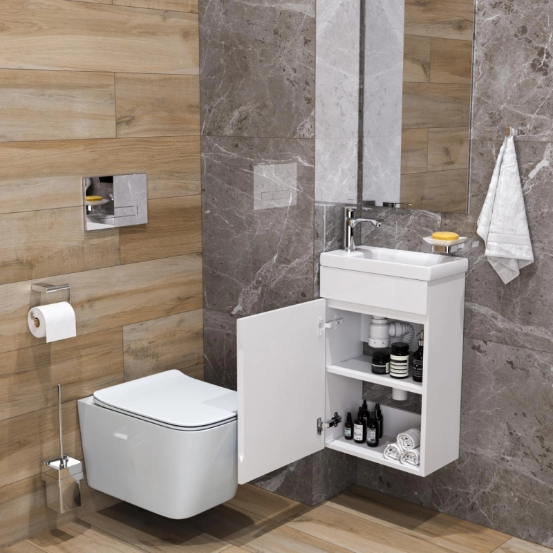 Тумба Soho Quadro 40 40х60х22 см, подвесная, с раковиной Miranda 40, белый, УТ000103291