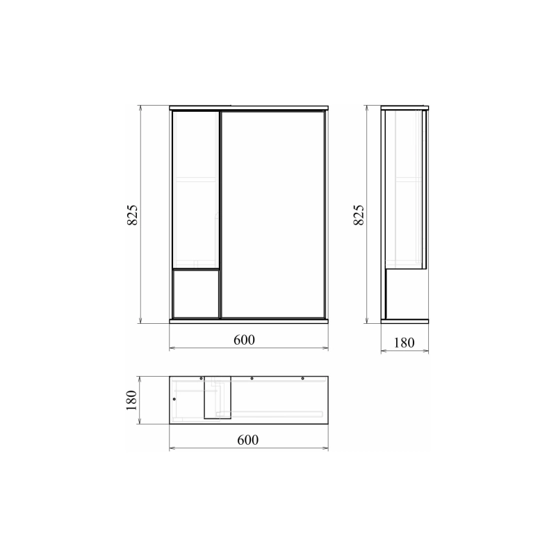 Зеркало-шкаф Soho 60, 600х825 (ШВ) вкл. 