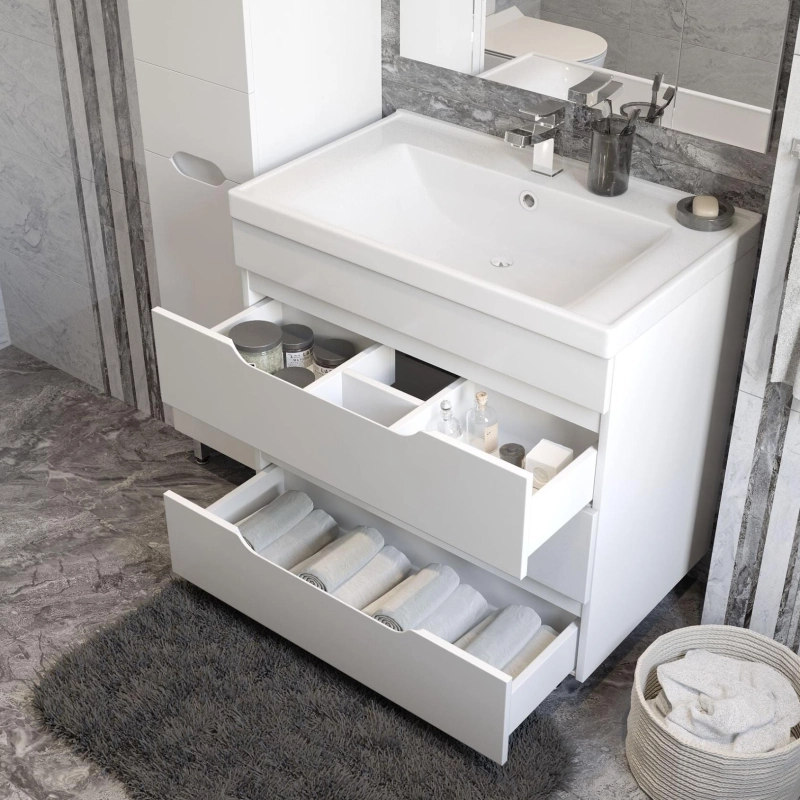 Тумба Soho Quadro 60 60х50х38 см, подвесная, с раковиной Fest 60, белый, УТ000043907