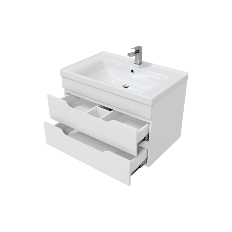 Тумба Soho Quadro 80 80х50х49,5 см, подвесная, с раковиной Deep 80, белый, УТ000043909