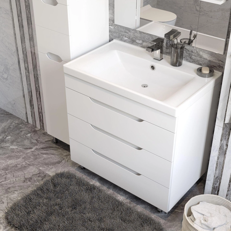 Тумба Soho Quadro 90 90х70х49 см, напольная, с раковиной Deep 90, белый, УТ000085918