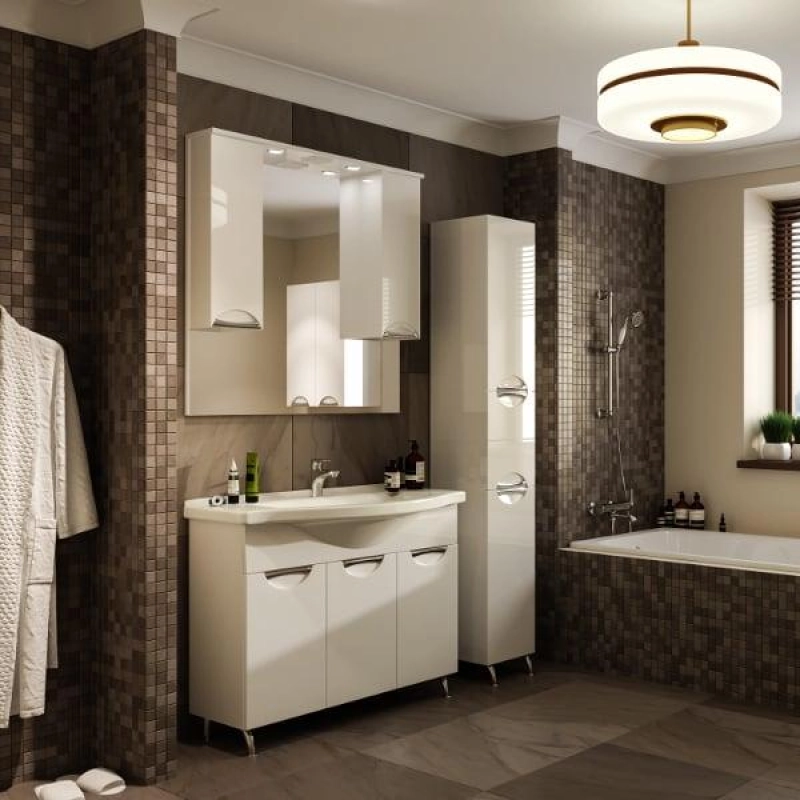 Зеркало-шкаф Камилла 100 1000х1000 (ШВ) выкл. на корпусе, светодиод.подсветка, УТ000004936