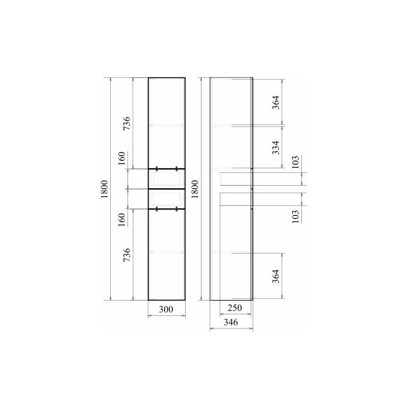 Пенал Камилла 30 30х180х35 см, напольный, универсальный, белый, УТ000051602