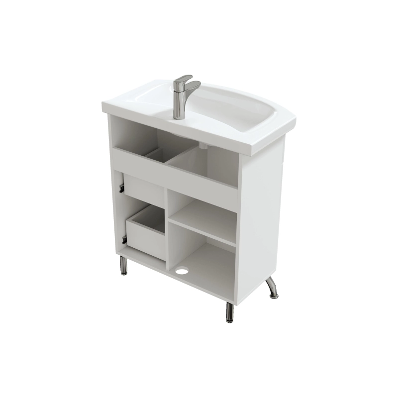 Тумба Камилла 70 70х70х31 см, напольная, с раковиной Балтика 70, белый, УТ000078417