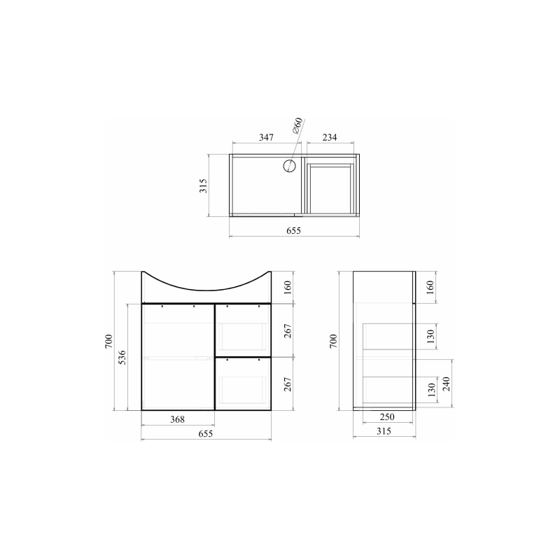 Тумба Камилла 70 70х70х31 см, напольная, с раковиной Балтика 70, белый, УТ000078417