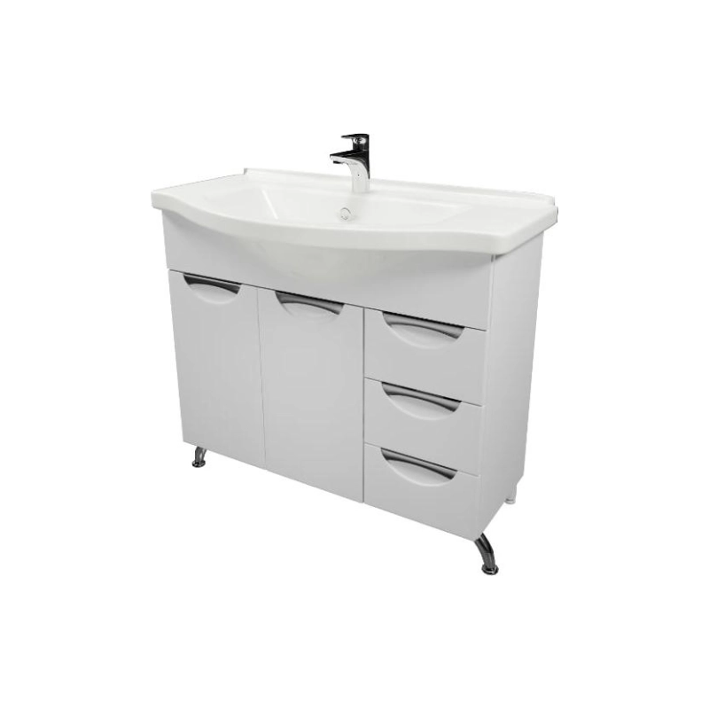 Тумба Камилла 90 90х70х33 см, напольная, с раковиной Эльбрус 90, белый, УТ000008811