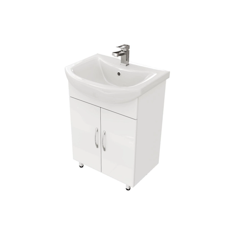 Тумба Оптима 60 55х70х31 см, напольная, с раковиной Балтика 60, белый, УТ000080141