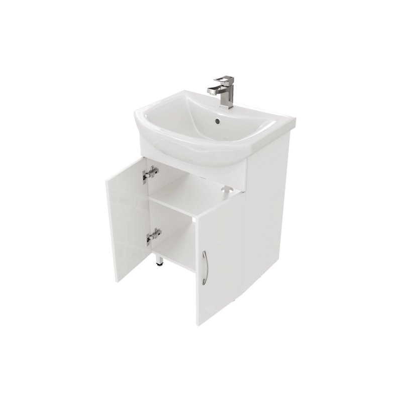 Тумба Оптима 60 55х70х31 см, напольная, с раковиной Балтика 60, белый, УТ000080141