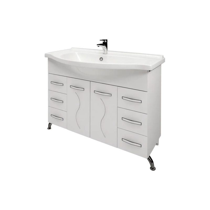 Тумба Сандра 100 100х70х32 см, напольная, с раковиной Эльбрус 100, белый, УТ000043326