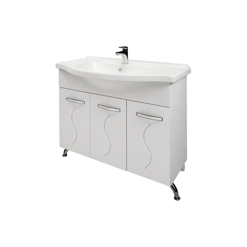 Тумба Сандра 100/3 100х70х32 см, напольная, с раковиной Эльбрус 100, белый, УТ000043327