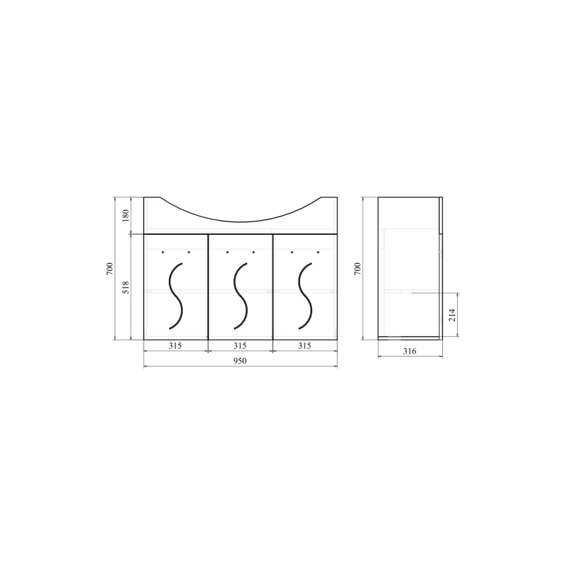 Тумба Сандра 100/3 100х70х32 см, напольная, с раковиной Эльбрус 100, белый, УТ000043327