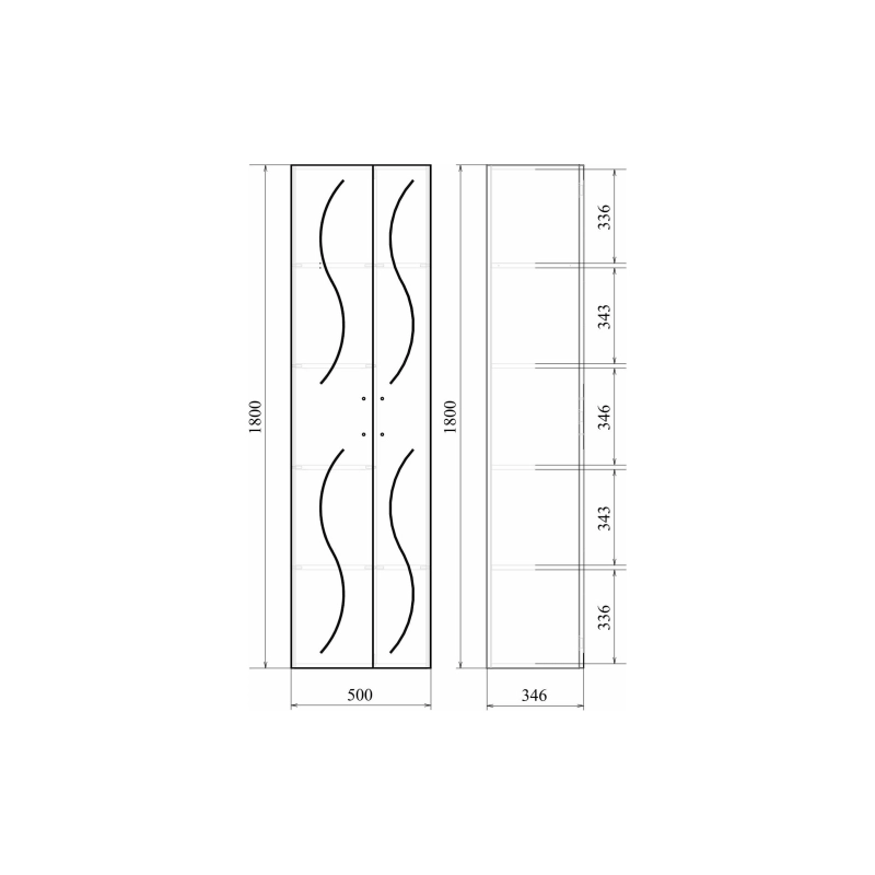 Пенал Сандра 50 50х180х35 см, напольный, универсальный, белый, УТ000043330