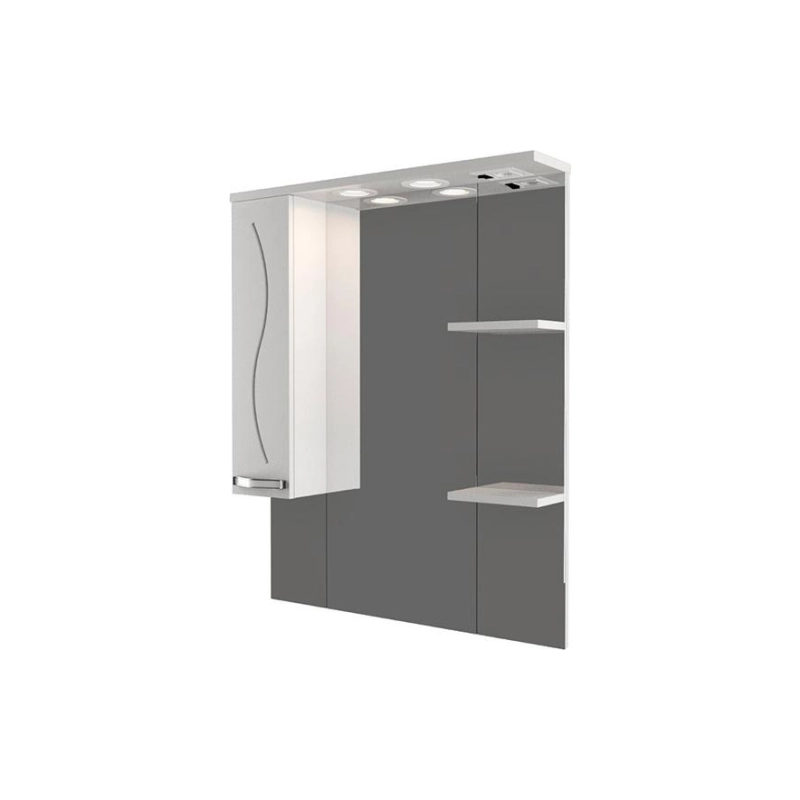 Зеркало-шкаф Сандра 80 800х1000 (ШВ) выкл. на корпусе, светодиод.подсветка, левый, УТ000043335