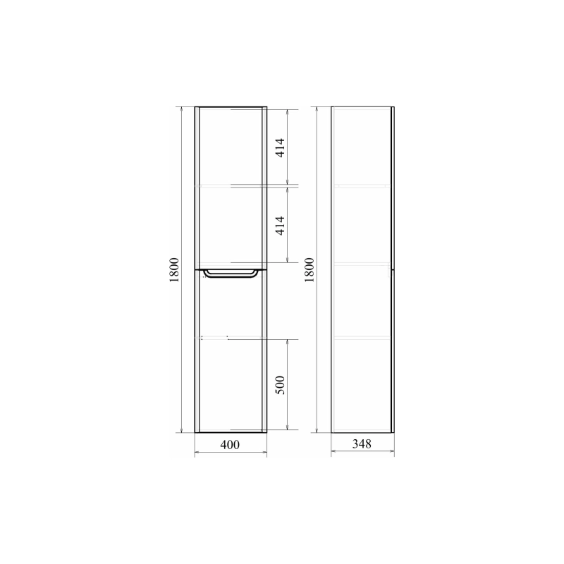 Пенал Сити 40 40х180х35 см, напольный, левый, белый, УТ000087043