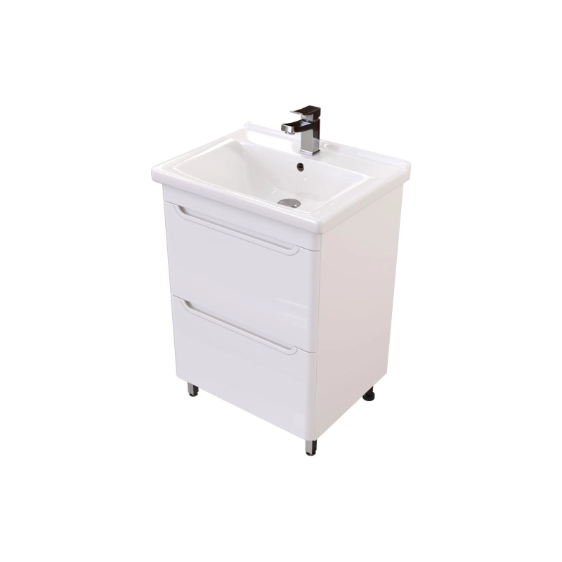 Тумба Сити 60 60х70х44 см, напольная, с раковиной Миранда 60, белый, УТ000080648