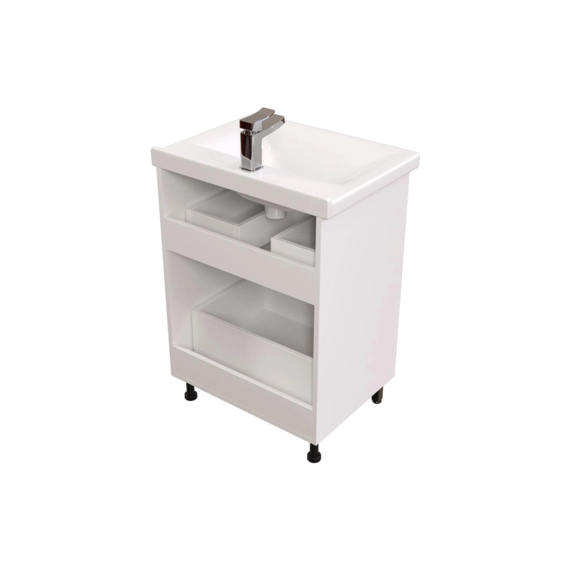 Тумба Сити 60 60х70х44 см, напольная, с раковиной Миранда 60, белый, УТ000080648