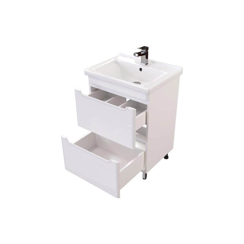 Тумба Сити 60 60х70х44 см, напольная, с раковиной Миранда 60, белый, УТ000080648