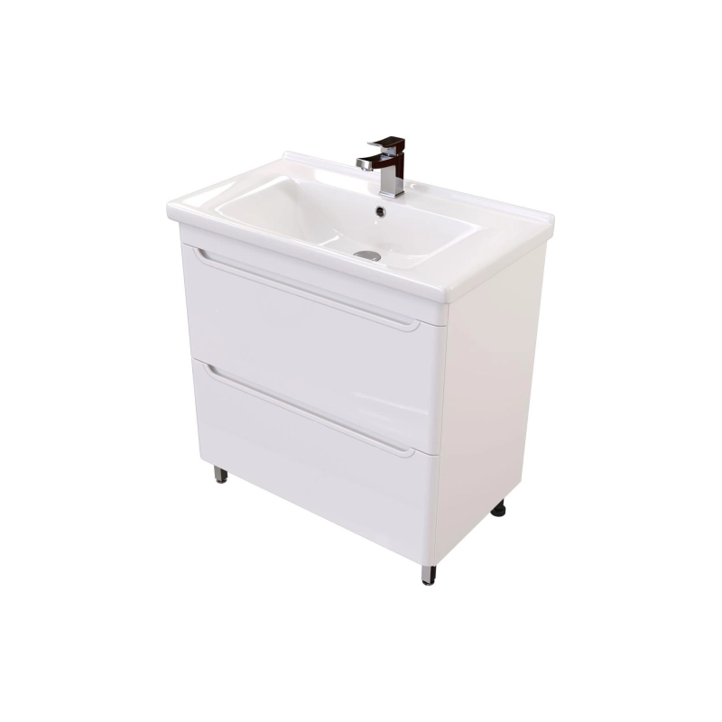 Тумба Сити 80 80х70х44 см, напольная, с раковиной Миранда 80, белый, УТ000080649