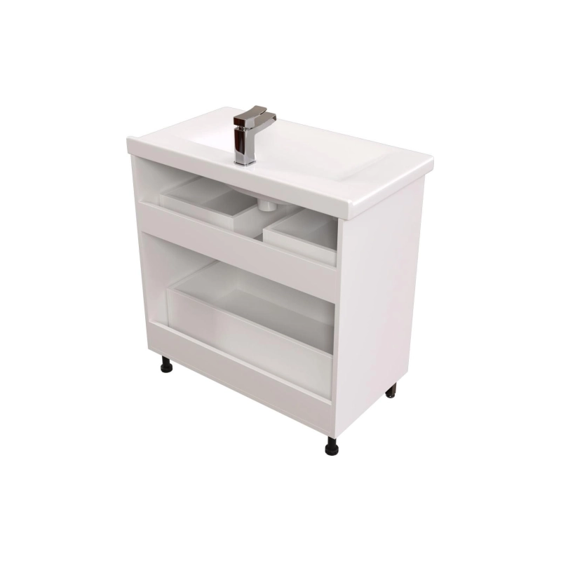 Тумба Сити 80 80х70х44 см, напольная, с раковиной Миранда 80, белый, УТ000080649