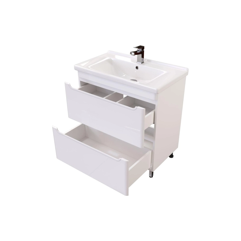 Тумба Сити 80 80х70х44 см, напольная, с раковиной Миранда 80, белый, УТ000080649