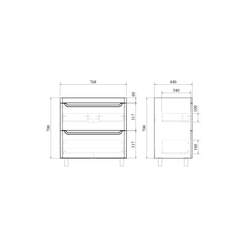 Тумба Сити 80 80х70х44 см, напольная, с раковиной Миранда 80, белый, УТ000080649