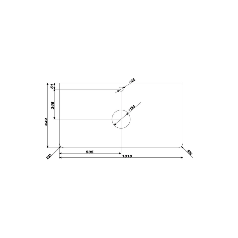 Столешница Grey 100 1010х9х53 см, серый, УТ000068434