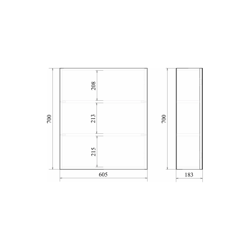 Зеркало-шкаф Фарида 18 600х700 (ШВ), универсальное, УТ000004914