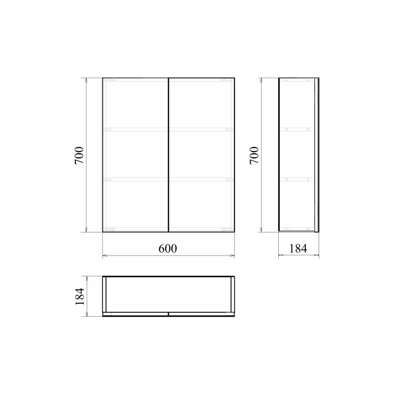 Зеркало-шкаф Фарида 18/2 600х700 (ШВ), универсальное, УТ000087310