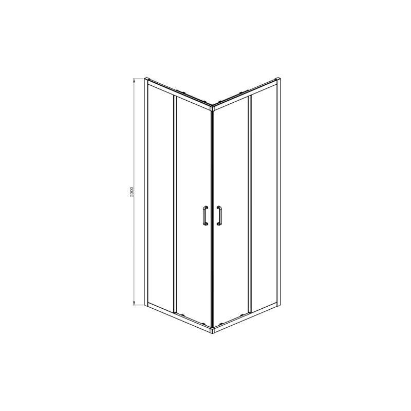 Душ.кабина 90*90*200 квадр. двери раздвиж,стекл.прозр. (AQ ARI KV 09020GM)