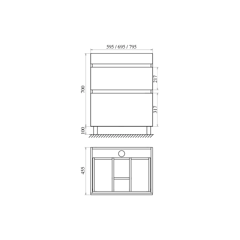 Тумба Karelia 60 60х70х45 см, напольная, с раковиной Simple 60, УТ000103039