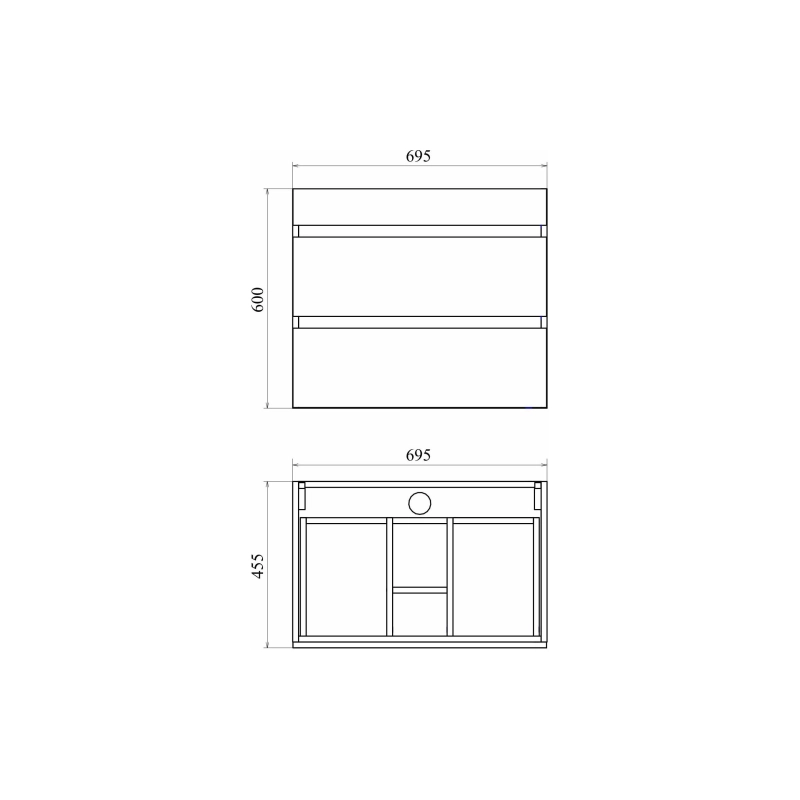 Тумба Karelia 70 70х60х45 см, подвесная, с раковиной Simple 70, УТ000098821