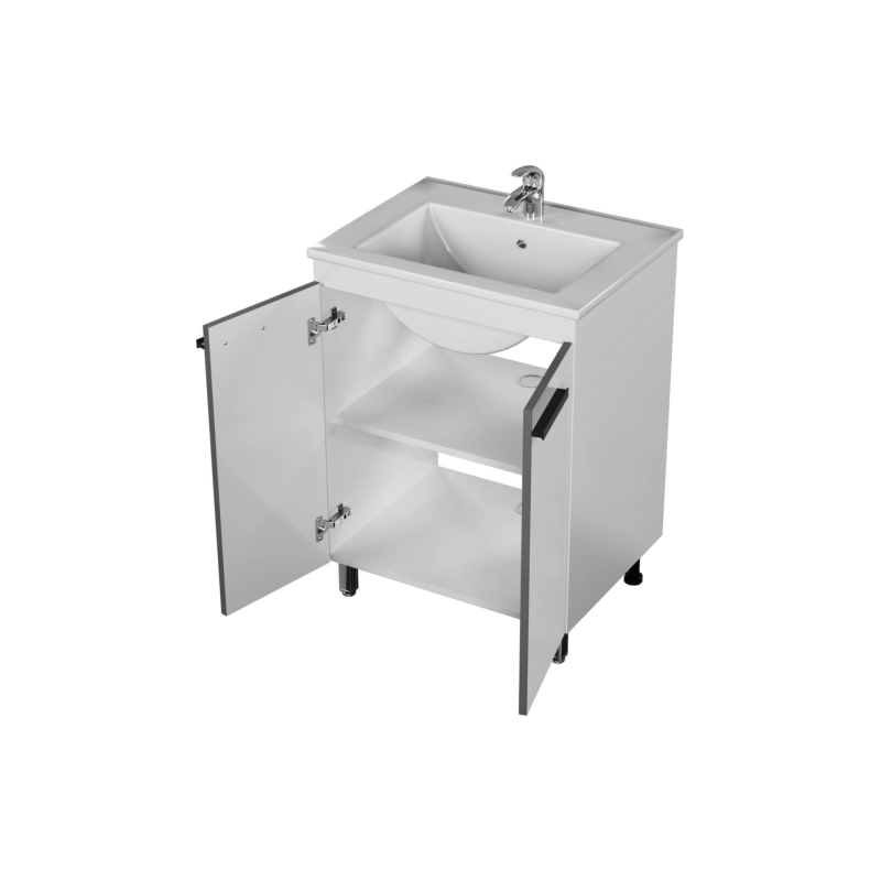 Тумба Vector 60 60х70х45 см, напольная, с раковиной Next 60, белый, УТ000087344